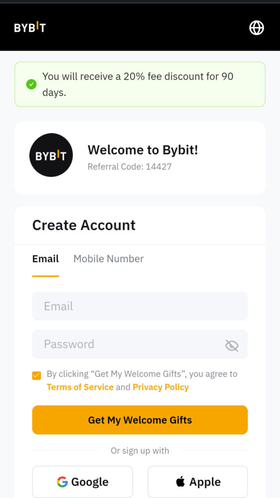 Mobile Number: 휴대폰 번호로 가입입니다. 