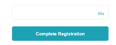비트겟 이메일 인증 코드 입력창과 Complete Registration 가입 완료 버튼 화면