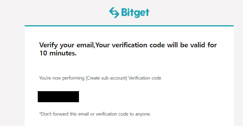bitget multi account Verivication code