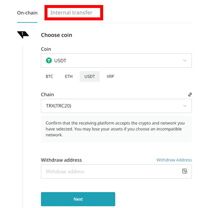 bitget internal transfer