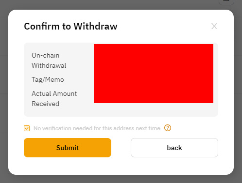 Confirm to Withdraw