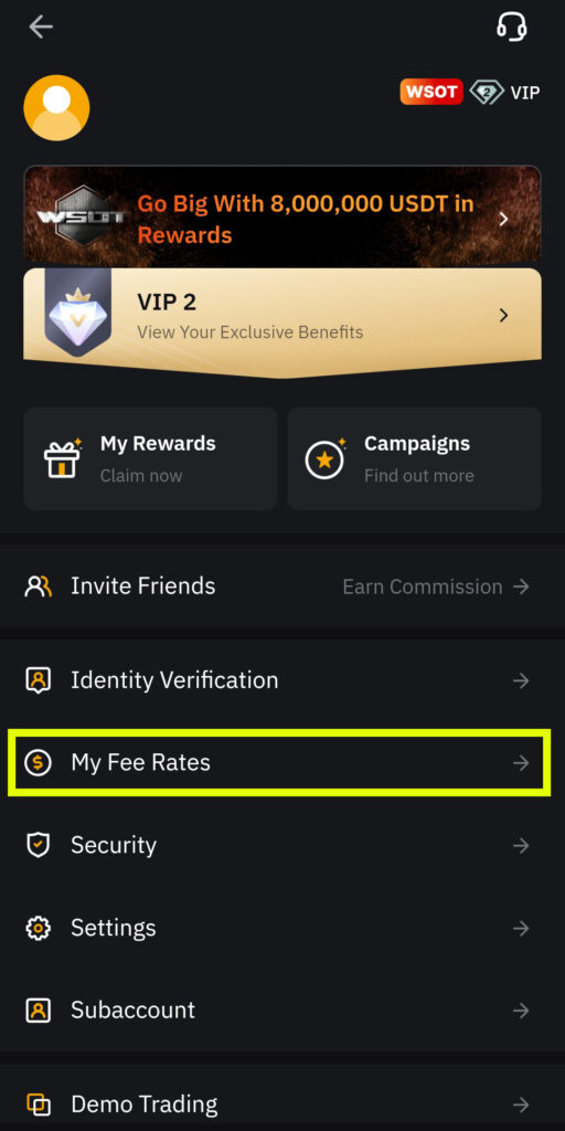 bybit app my fee rates