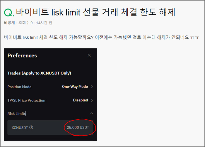 바이비트 Lisk Limit