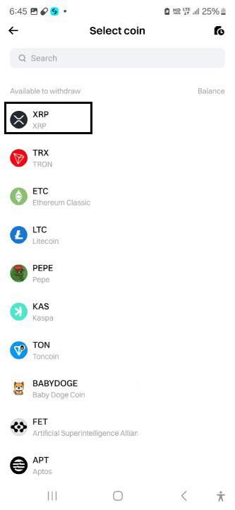 비트겟 리플 출금은 XRP 선택