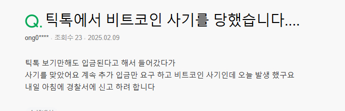 비트코인 틱톡 사기