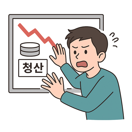 청산을 막기 위해 급락하는 차트를 필사적으로 막는 트레이더의 모습