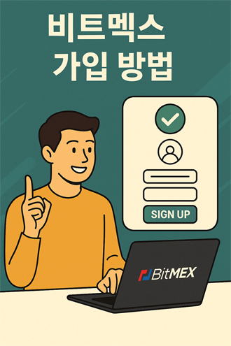 비트멕스 가입 방법을 안내하는 일러스트, 투자자들이 가입하는 모습