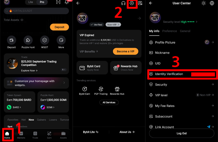 바이비트 모바일 앱에서 KYC 인증 상태 확인하는 방법