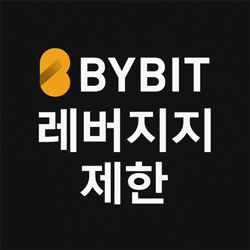 바이비트 로고와 ‘레버리지 제한’ 문구가 포함된 블랙·오렌지 테마의 금융 디자인 이미지