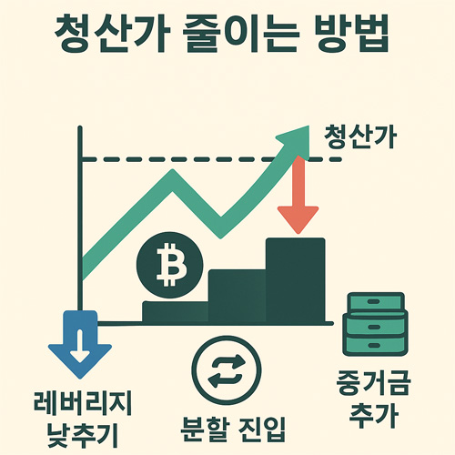 청산가를 줄이는 방법을 최소한의 텍스트와 아이콘으로 표현한 인포그래픽 이미지